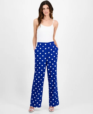 Anne Klein Women's Printed Pull-On Wide-Leg Pants