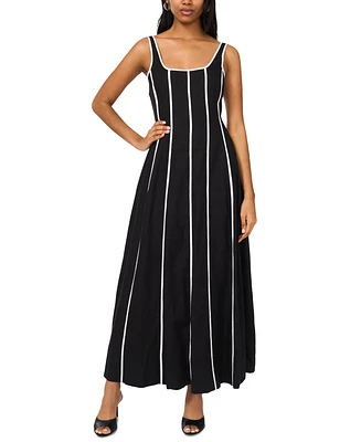 1.state Women's Contrast-Trim Square-Neck Midi Dress