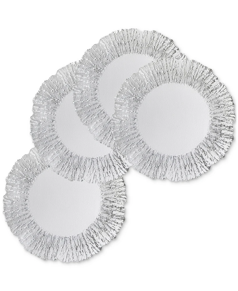 American Atelier Deniz Silver Flower Glass Charger Plates, Set of 4