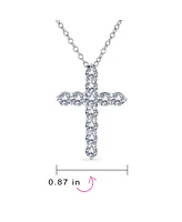 Bling Jewelry Necklace Minimalist Sterling Silver Cross Pendant with Cubic Zirconia