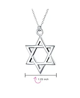 Bling Jewelry Classic Unisex Star of David Pendant Necklace in Sterling Silver