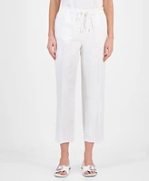 Anne Klein Women's Linen Blend Drawstring-Waist Ankle Pants