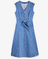 On 34th Women's Sleeveless Belted Denim Midi Dress, Exclusively at Macy's