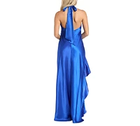 Morgan & Company Women's Strapless High-Low Satin Gown