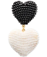 Kate Spade New York Gold-Tone Black & White Beaded Mismatch Drop Earrings