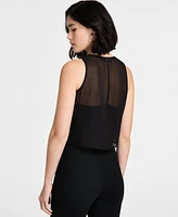 Bar Iii Women's Sheer Sleeveless Cowlneck Top, Exclusively at Macy's