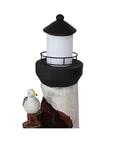 Sunnydaze Decor 36-Inch Gull's Cove Outdoor Lighthouse Water Fountain with Led Light - Polyresin Decorative Water Feature