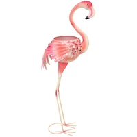 36-Inch Pink Flamingo Outdoor Statue with Flowerpot - Yard Art, Lawn and Garden Sculpture Decor