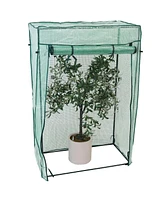 Deluxe Potted and Tomato Plant Greenhouse - Portable Plant Starter Hothouse Tent with Roll-Up Zippered Door - Green