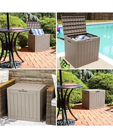Outdoor Deck Box - Lockable Package Delivery Box - Weather-Resistant Outdoor Storage Bin - 32-Gallon Faux Plank