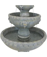 Sunnydaze Decor Lion Head 53-Inch 4-Tier Fiberglass Water Fountain - Electric Submersible Pump