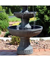 43"H Electric Fiberglass and Resin 3-Tier Flower Blossom Outdoor Water Fountain