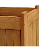 Sunnydaze Decor Meranti Wood 16-Inch Square Planter Box with Teak Oil Finish