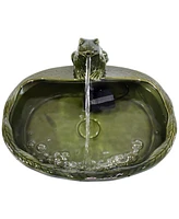 Sunnydaze Decor Ceramic Frog 7-Inch Outdoor Solar Fountain - Submersible Pump - Soothing Water Sounds - Glazed Green Finish