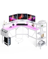 gaomon L Shaped Desk with Power Outlets & Led Lights, 62" Computer Desk