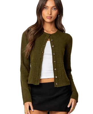 Edikted Women's Half Cable Knit Cardigan