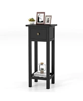 Gouun 2 Tier Slim Nightstand Bedside Table with Drawer Shelf