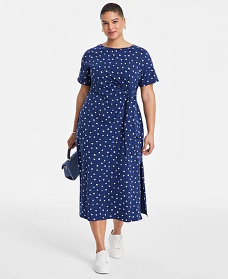 On 34th Trendy Plus Ditsy-Print Knit Midi Dress, Exclusively at Macy's