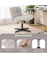 Gouun Office Armless Chair Cross Legged with Imitation Lamb Fleece and Adjustable Height