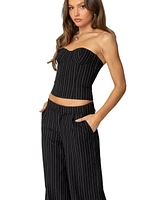 Edikted Women's Aliza Strapless Pinstripe Corset