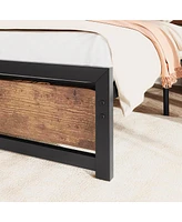 gaomon Full Size Bed Frame Platform with Headboard, Industrial 14 inch Full Bedframe