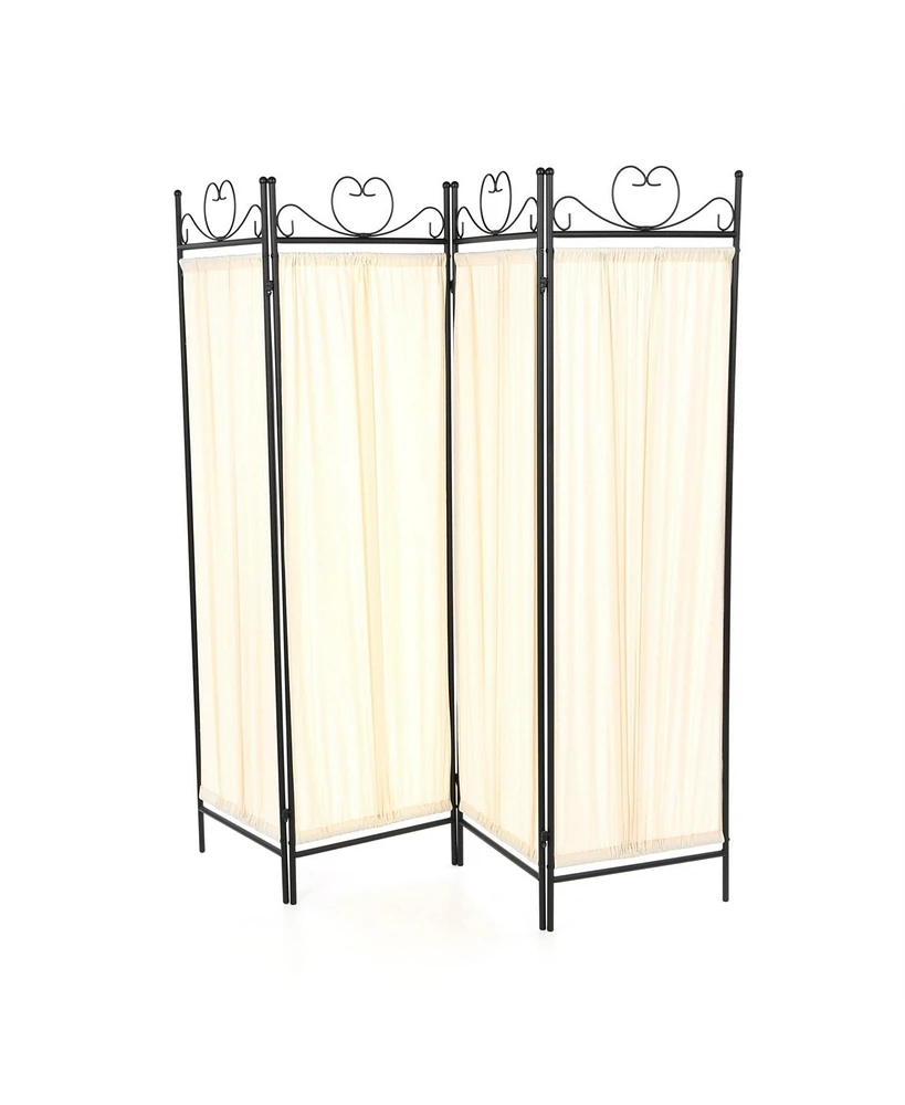 Slickblue Metal 4-Panel Room Divider with Fabric Screen