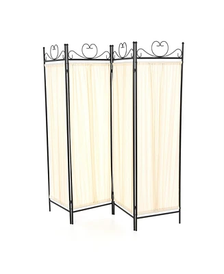 Slickblue Metal 4-Panel Room Divider with Fabric Screen