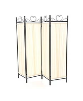 Slickblue Metal 4-Panel Room Divider with Fabric Screen