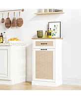 gaomon Tilt Out Trash Cabinet with Natural Rattan