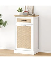 gaomon Tilt Out Trash Cabinet with Natural Rattan