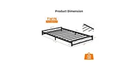 gaomon Twin Size Bed Frame, Metal Low Platform Bed Frame, with Wavy Pattern, Metal Slat Support