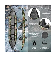 SereneLife 2-Person Inflatable Kayak Set, With Aluminum Oars & Pump, Camo Design