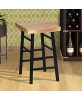 Slickblue Barstool with Saddle Style Wood Seat – Rustic and Comfortable Seating for Kitchen & Bar