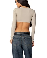 Edikted Women's Gathered Long Sleeve Crop Top