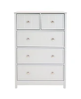 Sunnydaze Decor 5-Drawer Vertical Beadboard Dresser - Gray - 43.5-Inch Tall