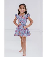 Princess Girls Disney Minnie Mouse Mickey Daisy Lilo & Stitch Belle Ariel Chambray Skater Dress to