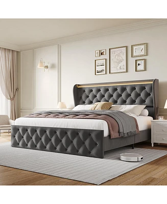 gaomon Queen Led Bed Frame with Charging Station