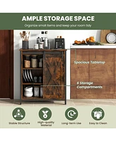Gouun 32 Inch Farmhouse Sideboard Buffet Cabinet with Sliding Barn Door and Adjustable Shelves