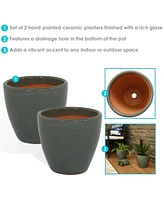 Resort High-Fired Outdoor/Indoor Glazed Uv- and Frost-Resistant Ceramic Planters with Drainage Holes