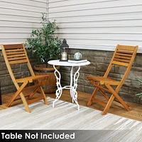 Meranti Wood Outdoor Folding Patio Chairs - Set of 2 - Teak Oil Finish