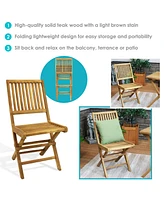 Teak Furniture Chairs - Teak Outdoor Furniture - Wooden Folding Chairs for Patio - Light Wood Stain Finish - Set of 2
