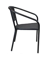 Sunnydaze Decor Aderes Steel Frame Plastic Patio Arm Chair - 330 lb Capacity - Set of 2 - Black Frame with Black Seat and Back