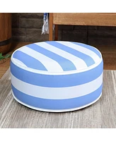 Water-Resistant Outdoor Inflatable Ottoman - Indoor or Outdoor Use - 115-Pound Weight Capacity - Beach-Bound Stripe