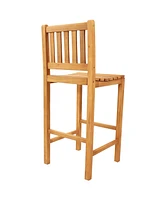 Solid Teak Wood Outdoor Bar Chair - For Patio, Home Bar, or Deck - 330 lb Weight Capacity - 43 Inches H