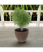 Pebbled Polyresin Round Outdoor Planter - 15.75" Flower Pot for Indoor or Outdoor Use