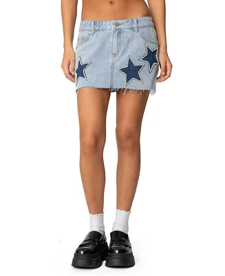 Edikted Women's Shining Star Denim Mini Skirt