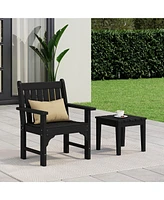 WestinTrends Outdoor Patio 2-Piece Hdpe Adirondack Garden Chair with Square Side Table Set
