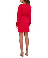 kensie Women's V-Neck Draped Blouson-Sleeve Sheath Dress