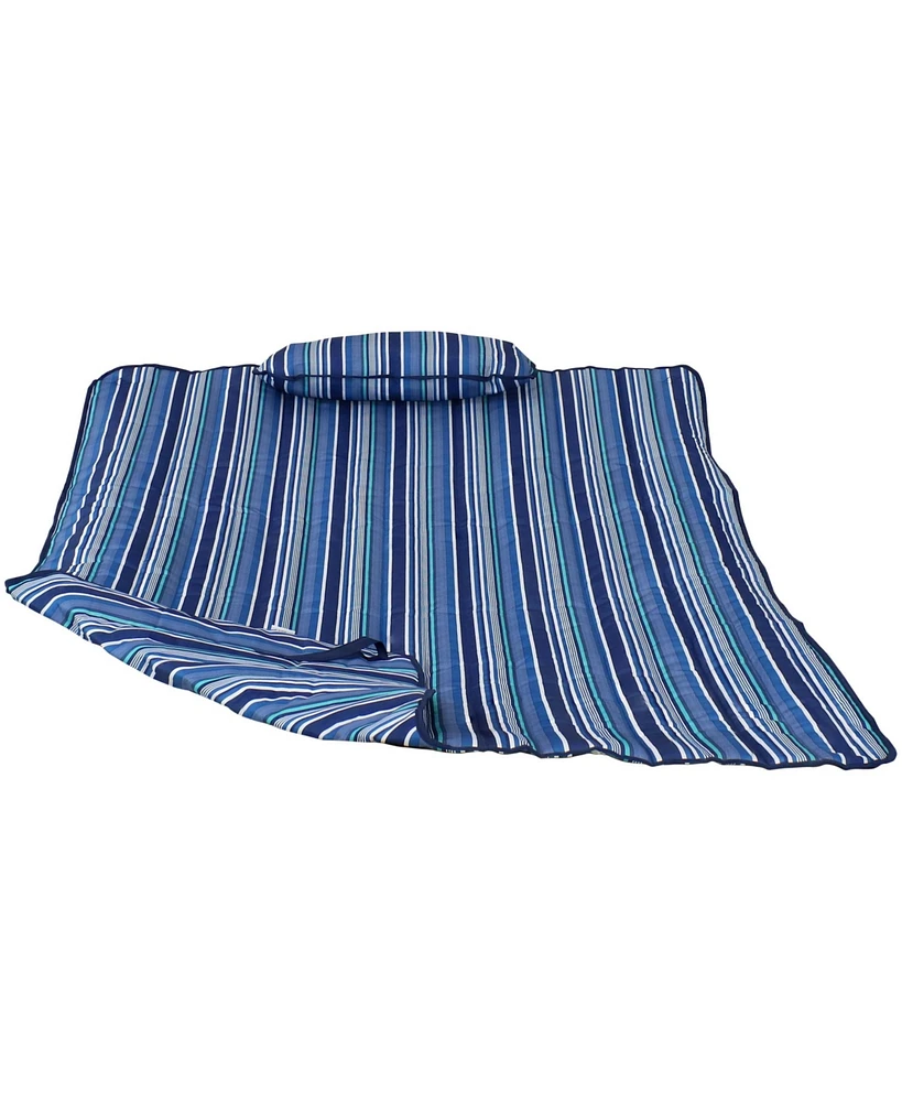 Polyester Quilted Hammock Pad and Pillow Set - Weather-Resistant - Breakwater Stripe