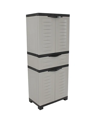 Sunnydaze Decor Plastic Garage Storage Cabinet with 2 Adjustable Shelves - Tool-Free Assembly - Gray - 57" H